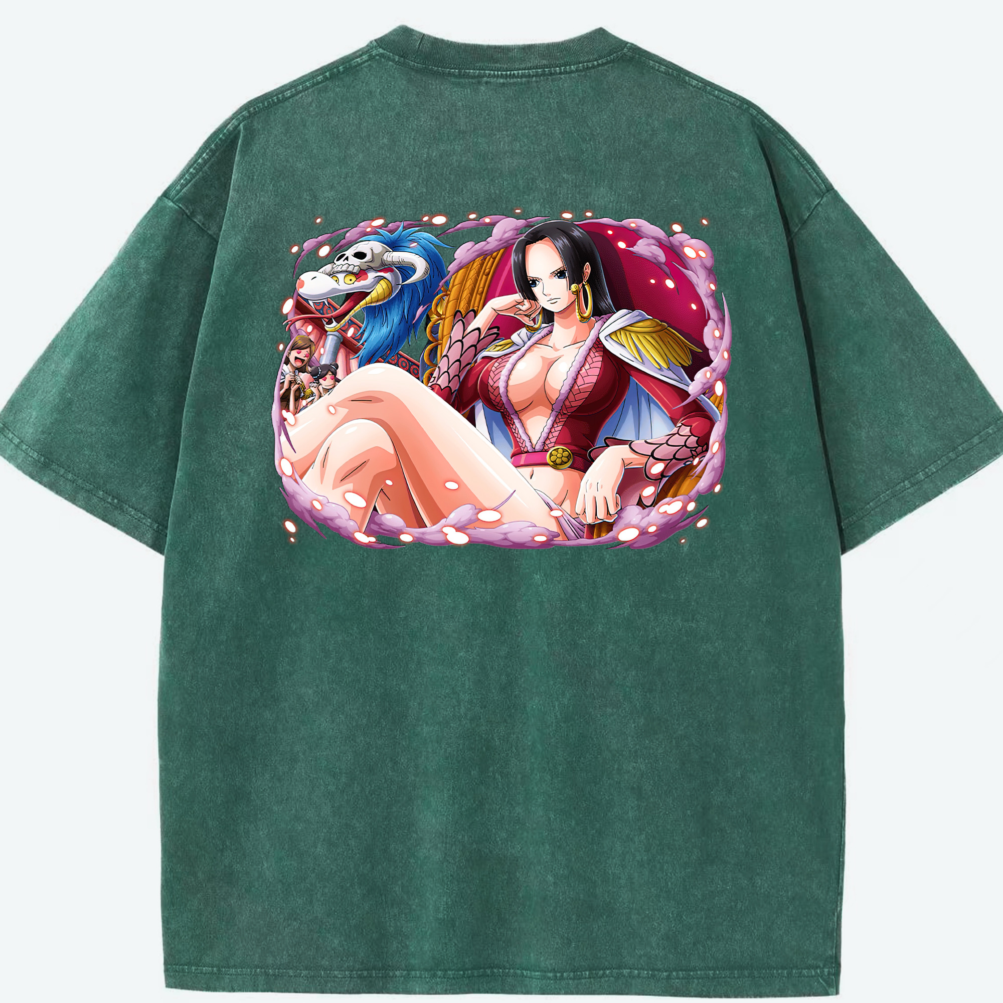 ワンピース ボア・ハンコック ONE PIECE Boa·Hancock 綿100% ヴィンテージ風 半袖Tシャツ（背面プリント）